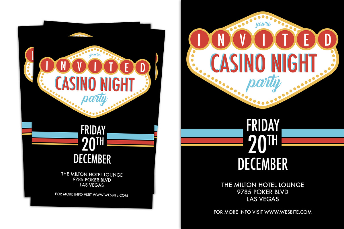 Retro Casino Night Party Invite, an Invitation Template by BF Studios (Photo 2 of 2)
