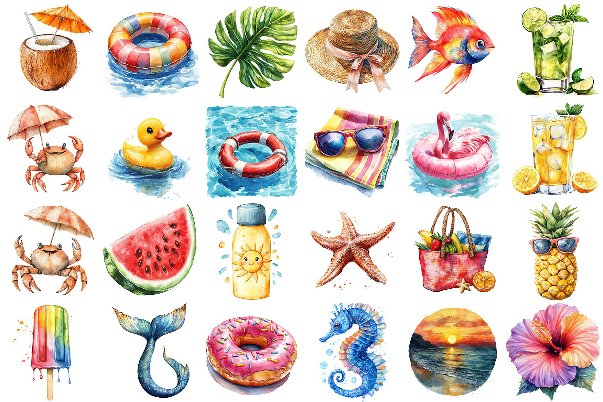 Summer Pool Day Clipart, an Illustration by Sublimation Artist (Photo 2 of 6)
