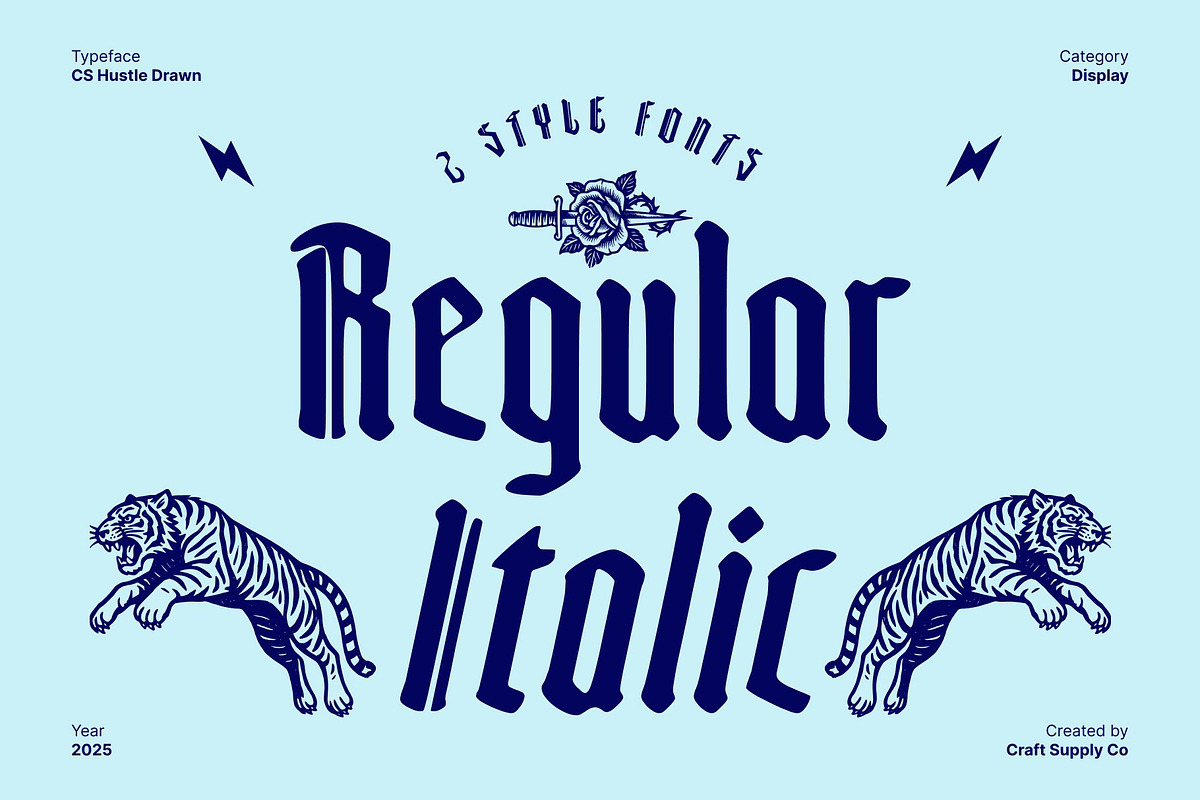 CS Hustle Drawn, a Blackletter Font by Craft Supply Co. (Photo 2 of 8)
