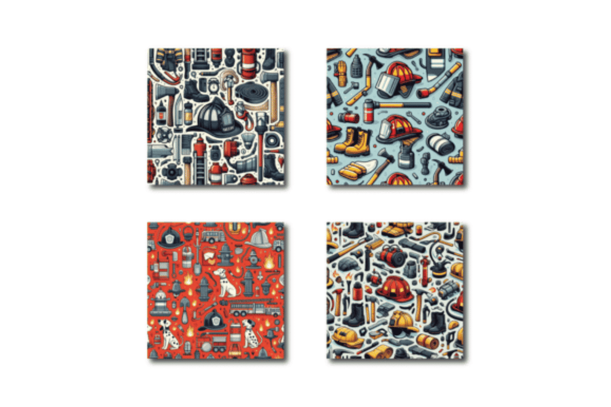Firefighter Patterns Digital Papers, a Pattern Graphic by Dizzy Art Studio (Photo 2 of 3)
