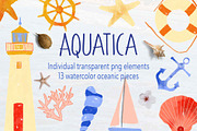 Aquatica watercolor ocean clipart, an Illustration by Inez Jestine (Thumbnail 1 of 5)