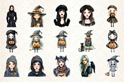Cute Autumn Gothic Girl Clipart, an Illustration by Rose Art (Thumbnail 2 of 7)