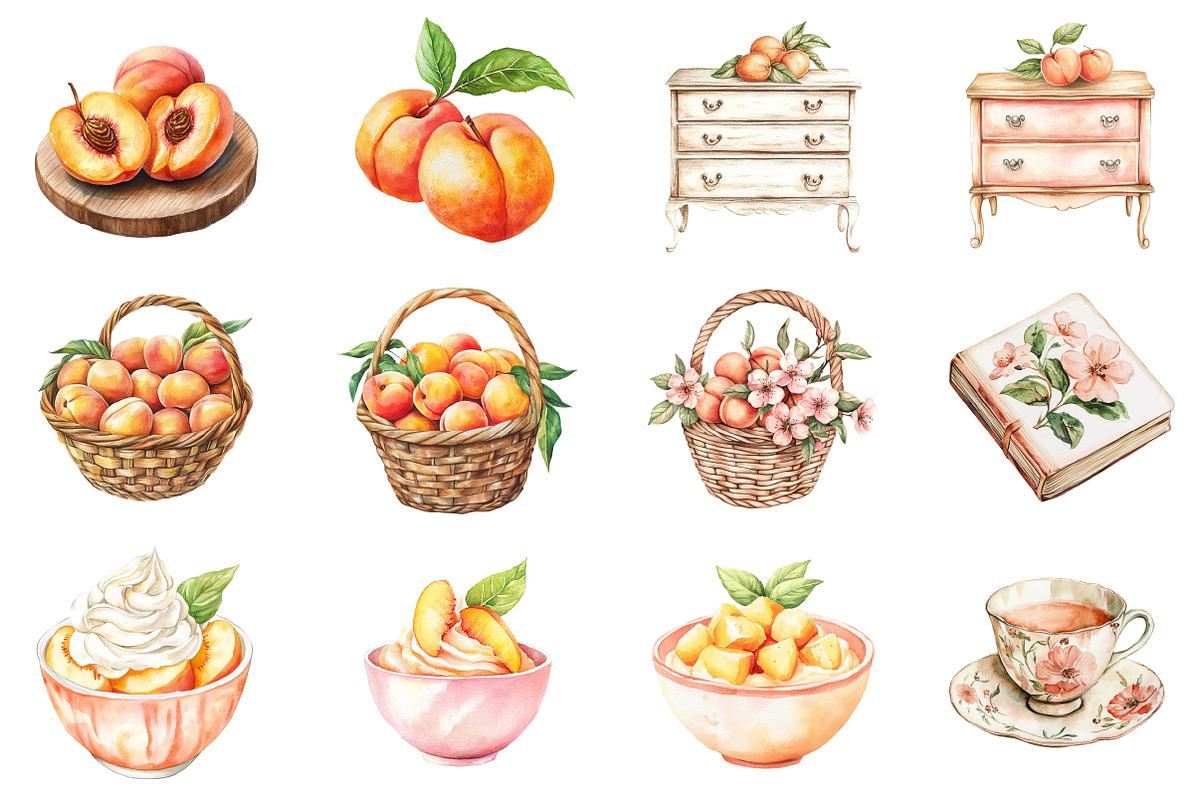 Cute Peaches Garden Fruit Png, an Illustration by CitraGraphics (Photo 4 of 6)