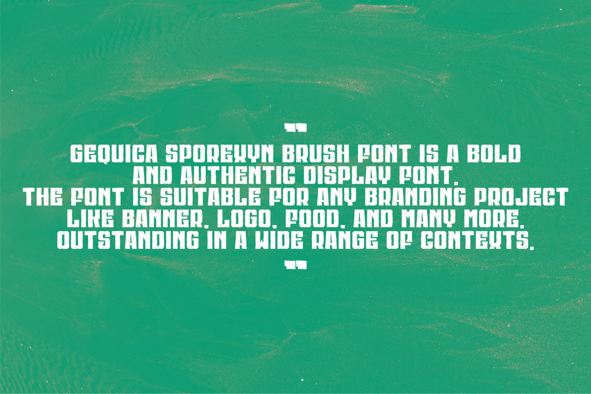 Gequica Sporexyn Brush, a Handwritten Font by QR Design Studio (Photo 4 of 7)