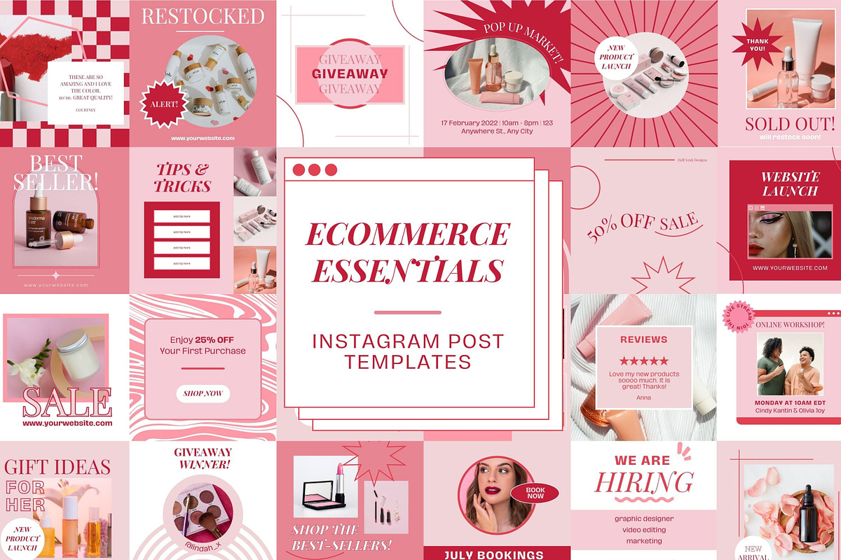 Ecommerce Instagram Posts Templates, a Social Media Template by Hell Yeah Designs (Photo 1 of 7)