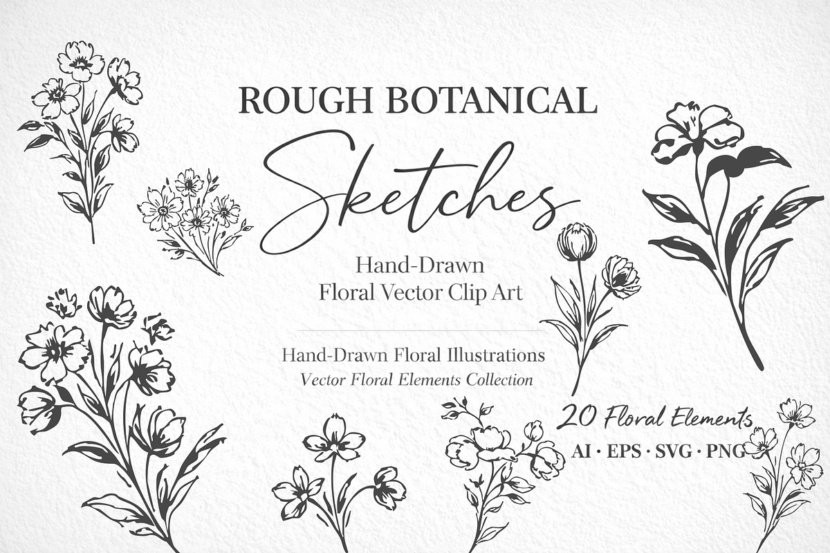 ROUGH BOTANICAL SKETCHES Vector, an Illustration by Casa Mandarina (Photo 2 of 10)