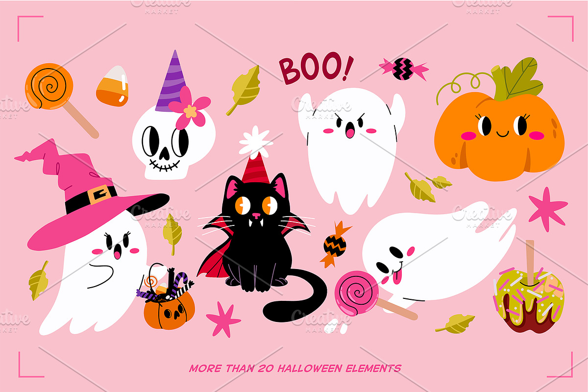 Cute HALLOWEEN clip art, a Seasonal Illustration by UnaAnya (Photo 3 of 7)