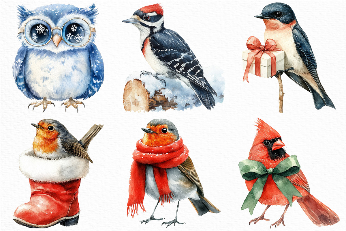 Christmas Birds Sublimation Clipart, an Illustration by Craft Nest (Photo 4 of 6)