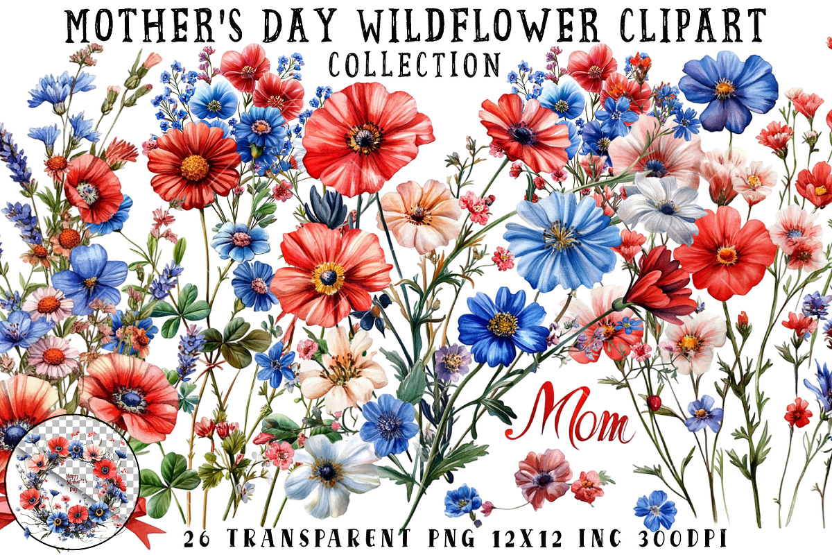 Mother’s Day Wildflower Clipart, an Illustration by OK Design (Photo 1 of 6)