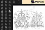 120 Procreate Halloween Castle Stamp, a Brush Add-On by DrawingStoryShop (Thumbnail 2 of 8)