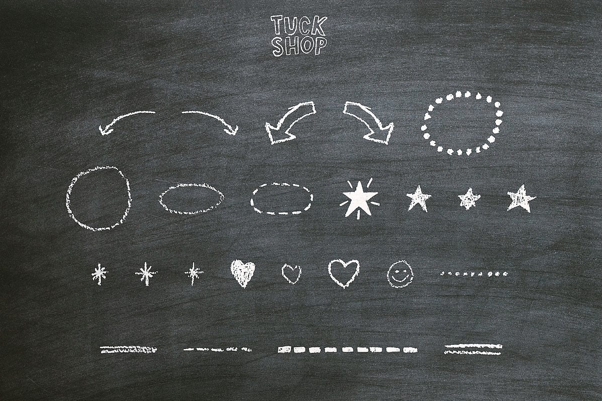 Chalkboard font Tuck Shop display, a Font by Itsmesimon (Photo 5 of 13)