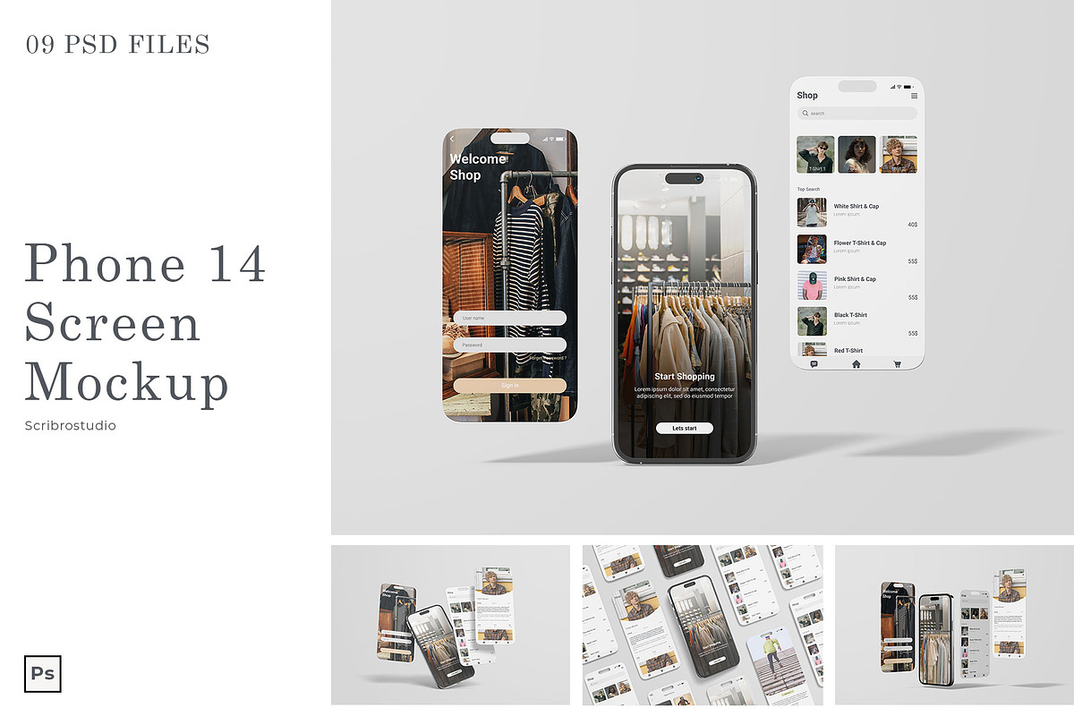 Phone 14 Pro Screen Mockup, an iPhone Mockup by scribrostudio (Photo 1 of 12)