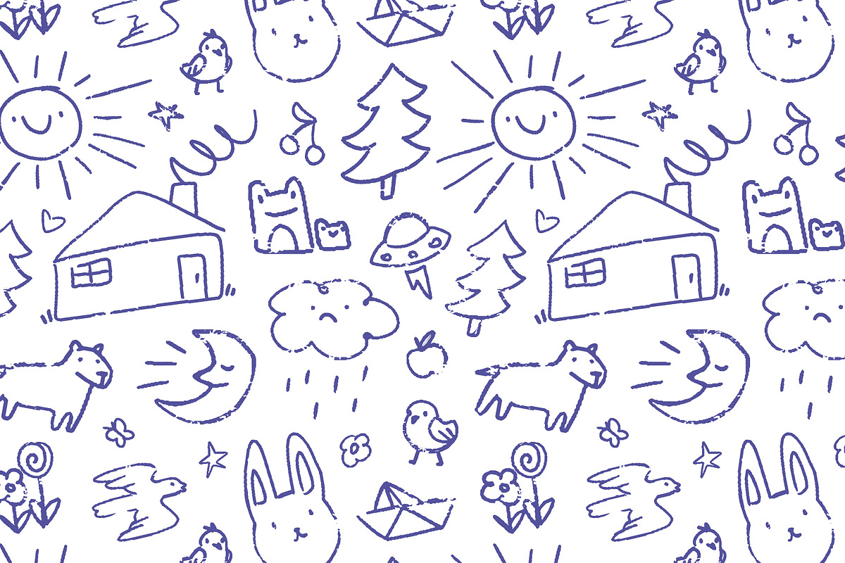 Cute kids drawing doodles on wall, a Person Illustration by PaperTrident (Photo 14 of 14)