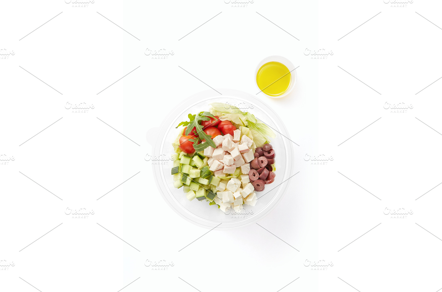 Portion of healthy greek salad bowl, a Food & Drink Photo by Yaroslav Danylchenko