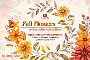 Fall Flowers: Autumn Watercolor Set, a Seasonal Illustration by Nadya Saen Art (Thumbnail 1 of 16)