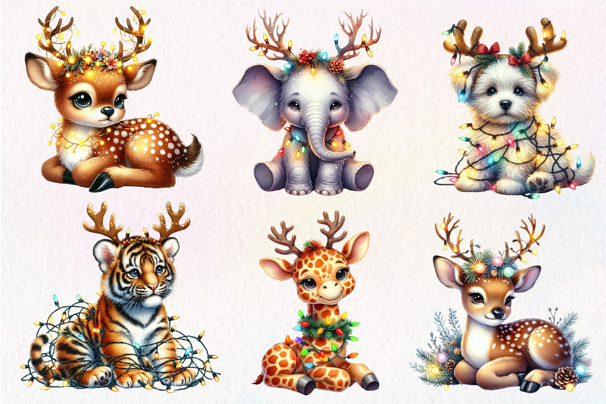 Christmas Animal Sublimation Clipart, an Illustration by Dream Creation (Photo 5 of 7)