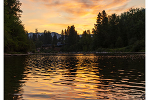 Sunrise over Wenatchee River in, a Nature Photo by Backyard Stock