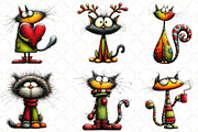 Whimsical Christmas Cats Clipart, an Illustration by Black Bird Studio (Thumbnail 3 of 6)