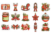 Vintage Christmas Clipart Bundle, an Illustration by Daily.Designs (Thumbnail 2 of 5)