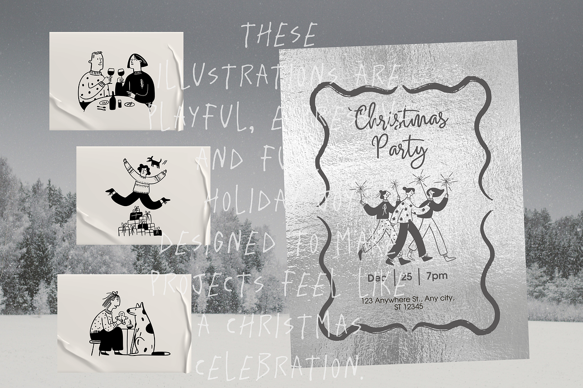 Christmas People: 50 Line Art, a Person Illustration by Veyla (Photo 10 of 14)