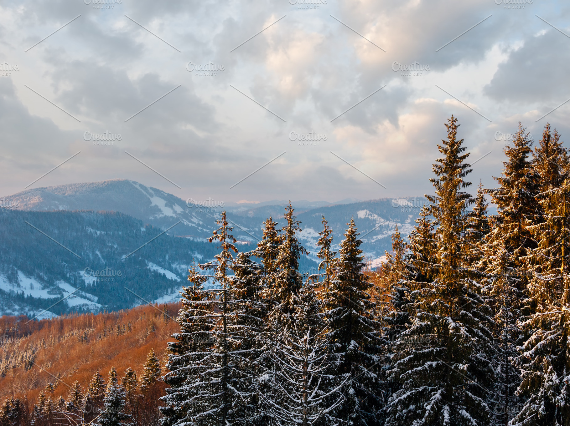 Winter twilight mountain snowy landscape, a Nature Photo by YuriyB