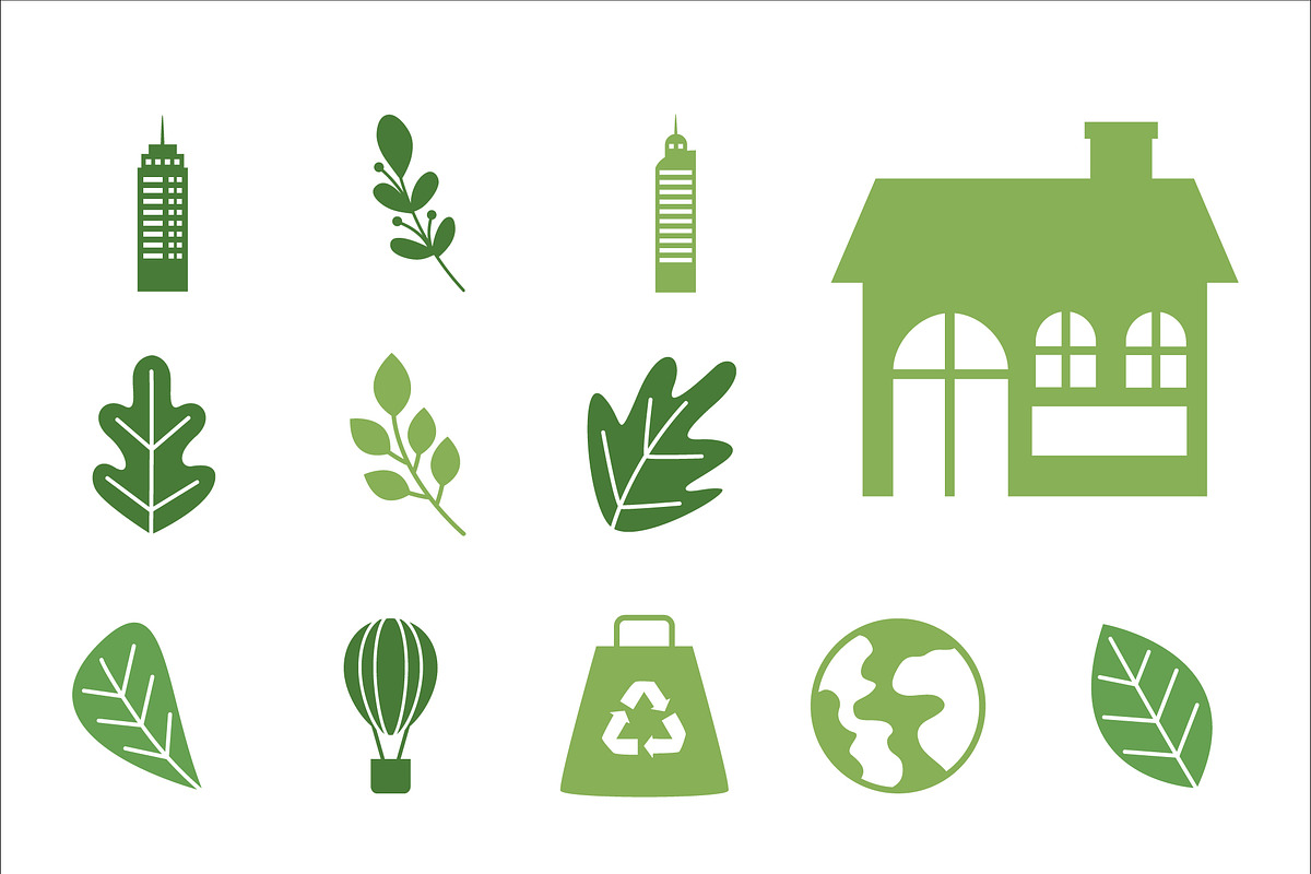 Green Ecology Illustration Set