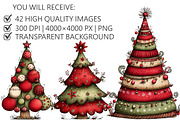 Whimsical Christmas Tree Clipart, an Illustration by Pixels.Craft (Thumbnail 2 of 6)