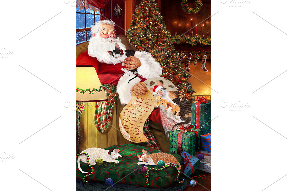Christmas Cornish Rex Cat Wall Art, an Animal Illustration by Art Paradise Studios (Photo 1 of 3)