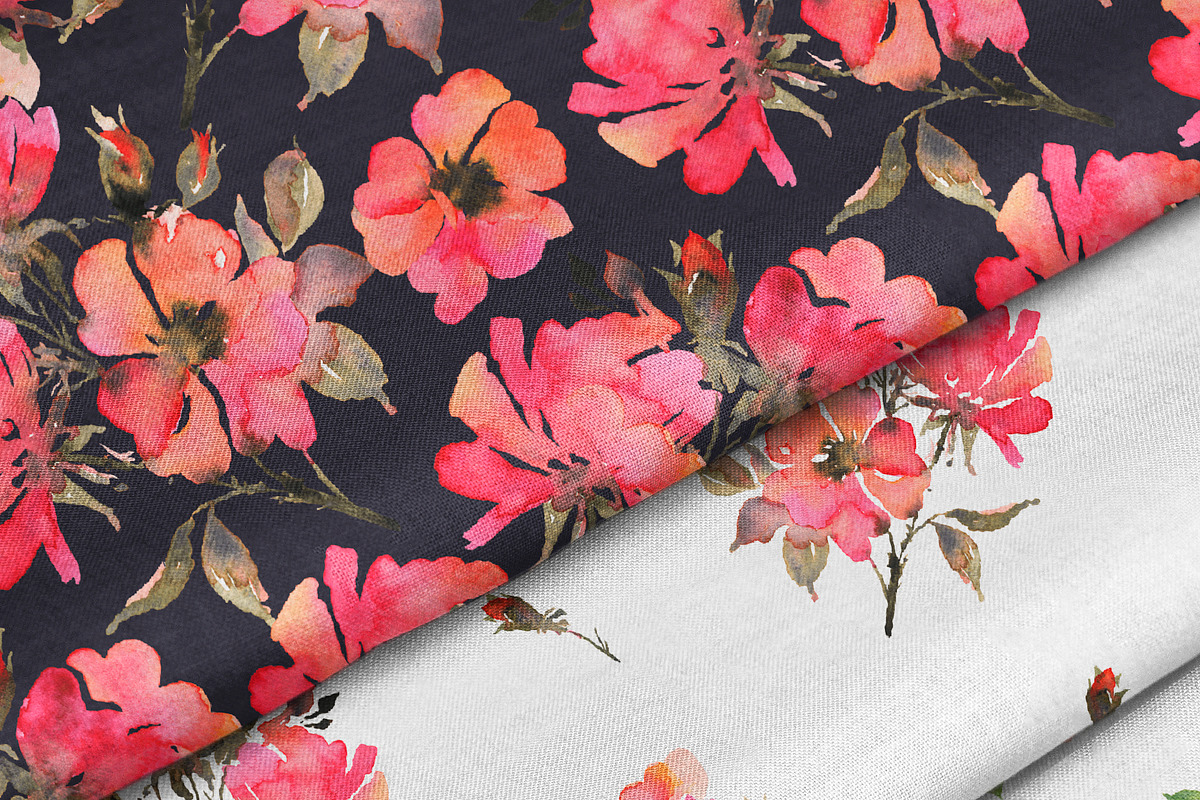 Watercolor flowers seamless patterns, a Pattern Graphic by AnnelyBlooms (Photo 4 of 7)