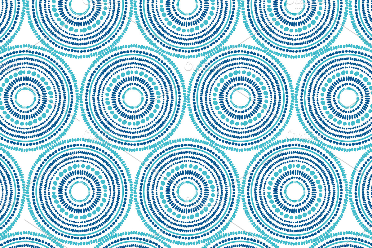 Blue Circle Pattern, a Pattern Graphic by aprilkatherinestudio