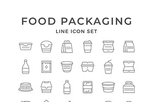 Set line icons of food packaging, an Outline Icon by motorama