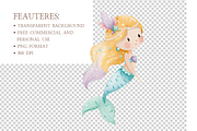 Watercolor Mermaid Clipart Bundle, an Illustration by MockupWizard (Thumbnail 4 of 4)