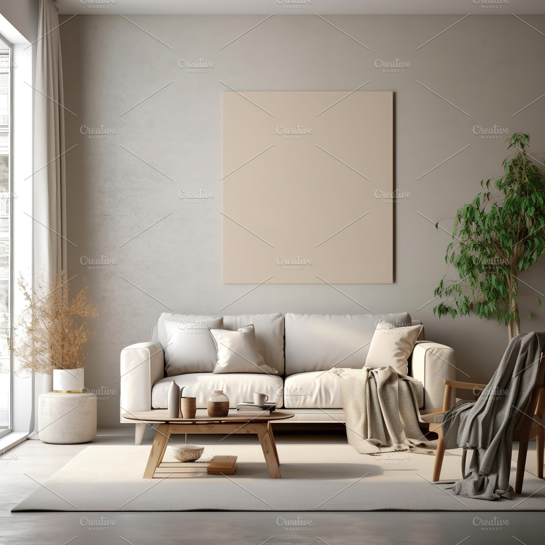 mockup living room whit frames, an Architecture Photo by Virgo Studio