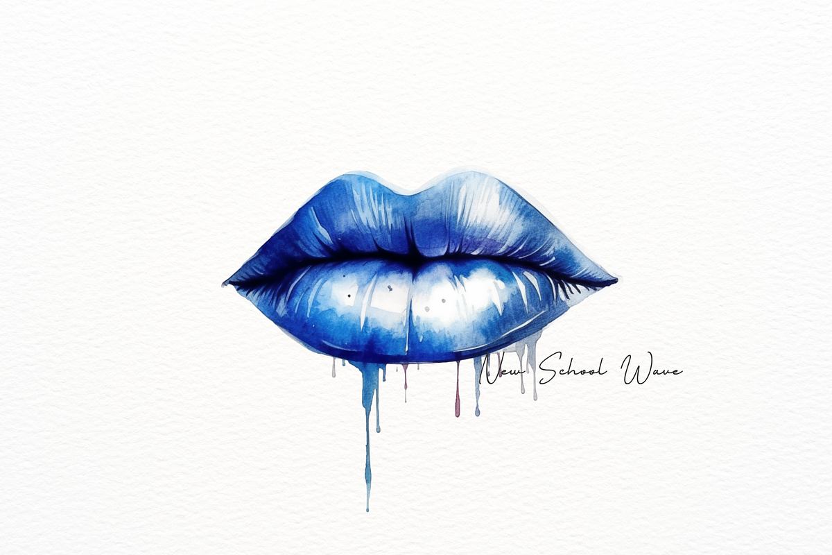 Glossy Blue Watercolor Lips, an Object Illustration by New-School-Wave (Photo 4 of 5)