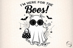 I'm Here for the Boos, Halloween PNG, an Illustration by Craft Nest