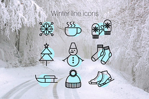 Winter line icons, an Outline Icon by Lyolya Profitrolya