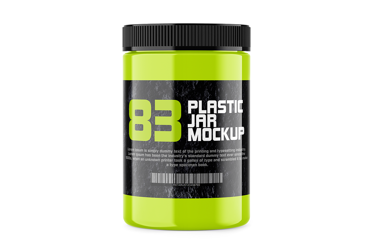 Plastic Protein Jar Mockup, a Packaging Mockup by Green Art (Photo 1 of 5)