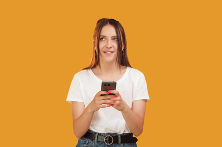 Smartphone chat. messenger online woman typing, a Person Photo by Photo Drive Studio