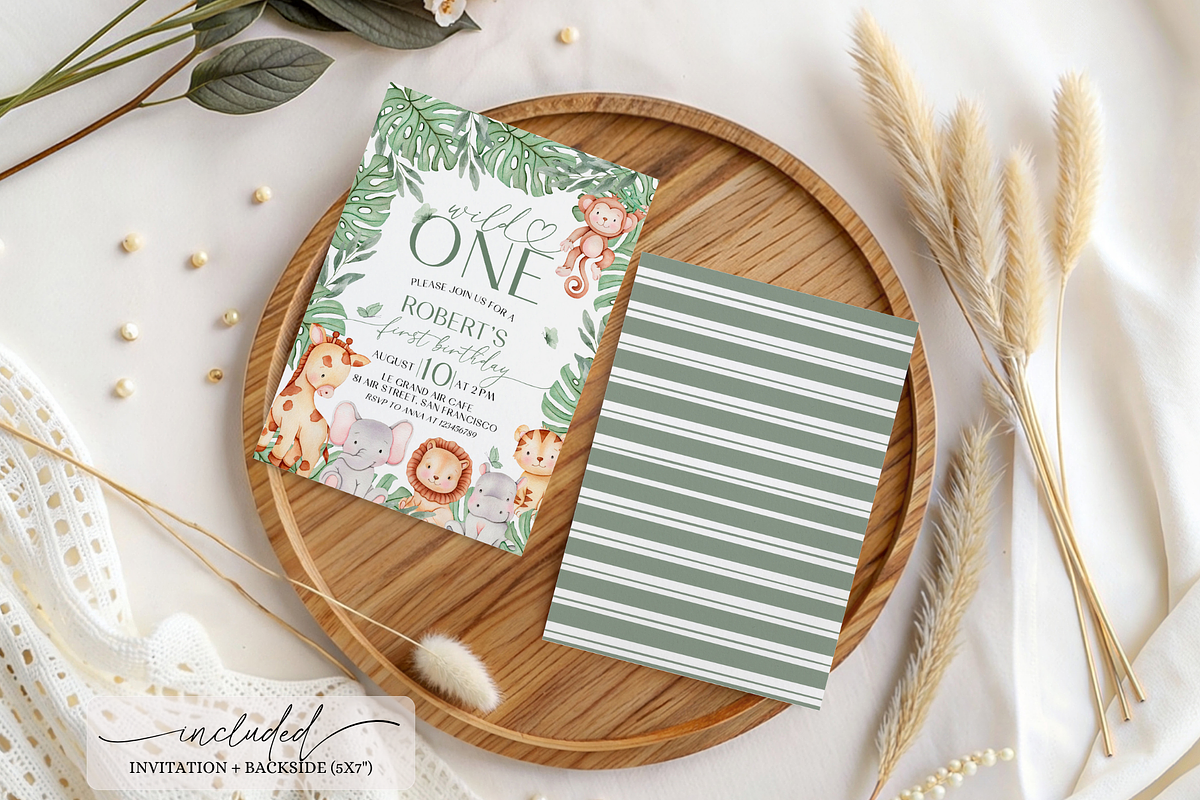 Wild One First Bday Invitation Set, a Templates & Theme by VeliusCreativeStudio (Photo 2 of 6)
