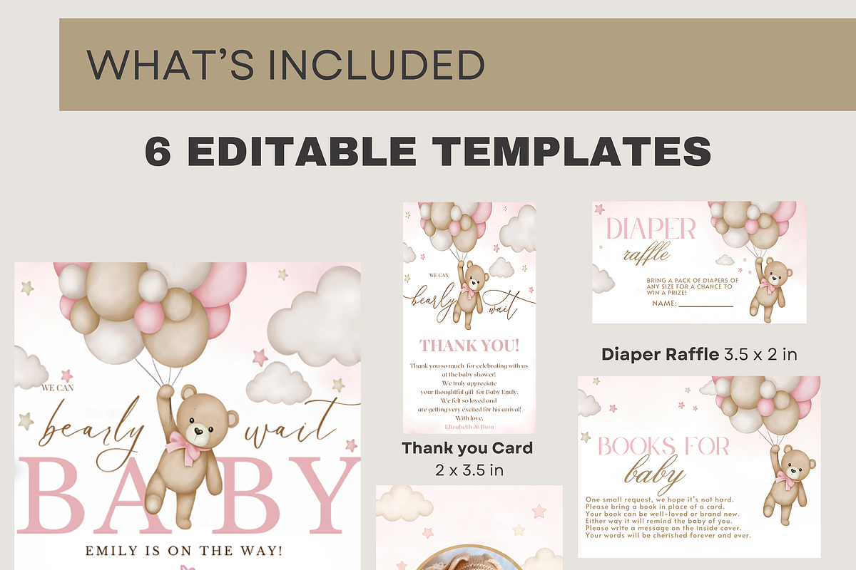 Bear Baby Shower Invitation Bundle, a Card Template by Shinehoon (Photo 3 of 3)