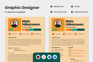 CV Resume Graphic Designer V2, a Resume Template by productype1