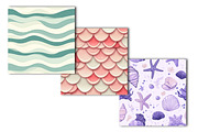 Mermaid Seamless Digital Paper, an Illustration by OK Design (Thumbnail 2 of 4)