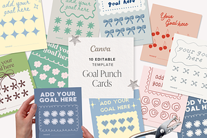 Goal Habit Tracking Punch Cards, a Card Template by Tabitha Emma