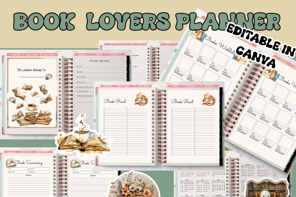 Book Journal Planner Editable