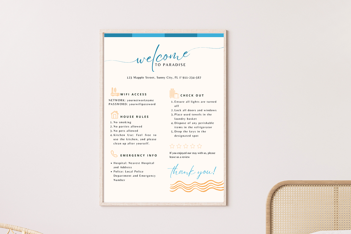 Airbnb Welcome Sign Airbnb Template, a Poster Template by Matisse Studio (Photo 3 of 10)