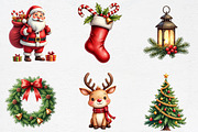 Watercolor Classic Christmas Clipart, an Illustration by CrexoraLab (Thumbnail 2 of 5)