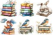 Reading Books Clipart, an Illustration by Watercolor design (Thumbnail 2 of 4)