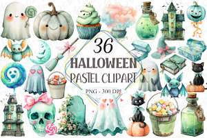 Pastel Mint Halloween Clipart, a Graphic by designcity5