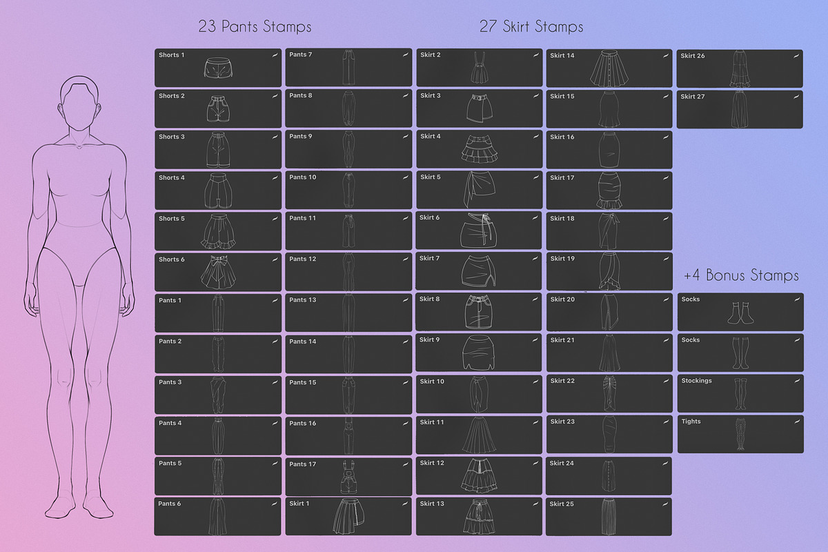 55 Procreate Skirts and Pants Stamps, a Brush Add-On by SmuffizStudio (Photo 2 of 3)