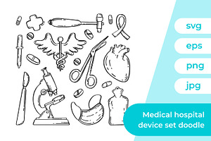 Medical Hospital Device Set of Drawi